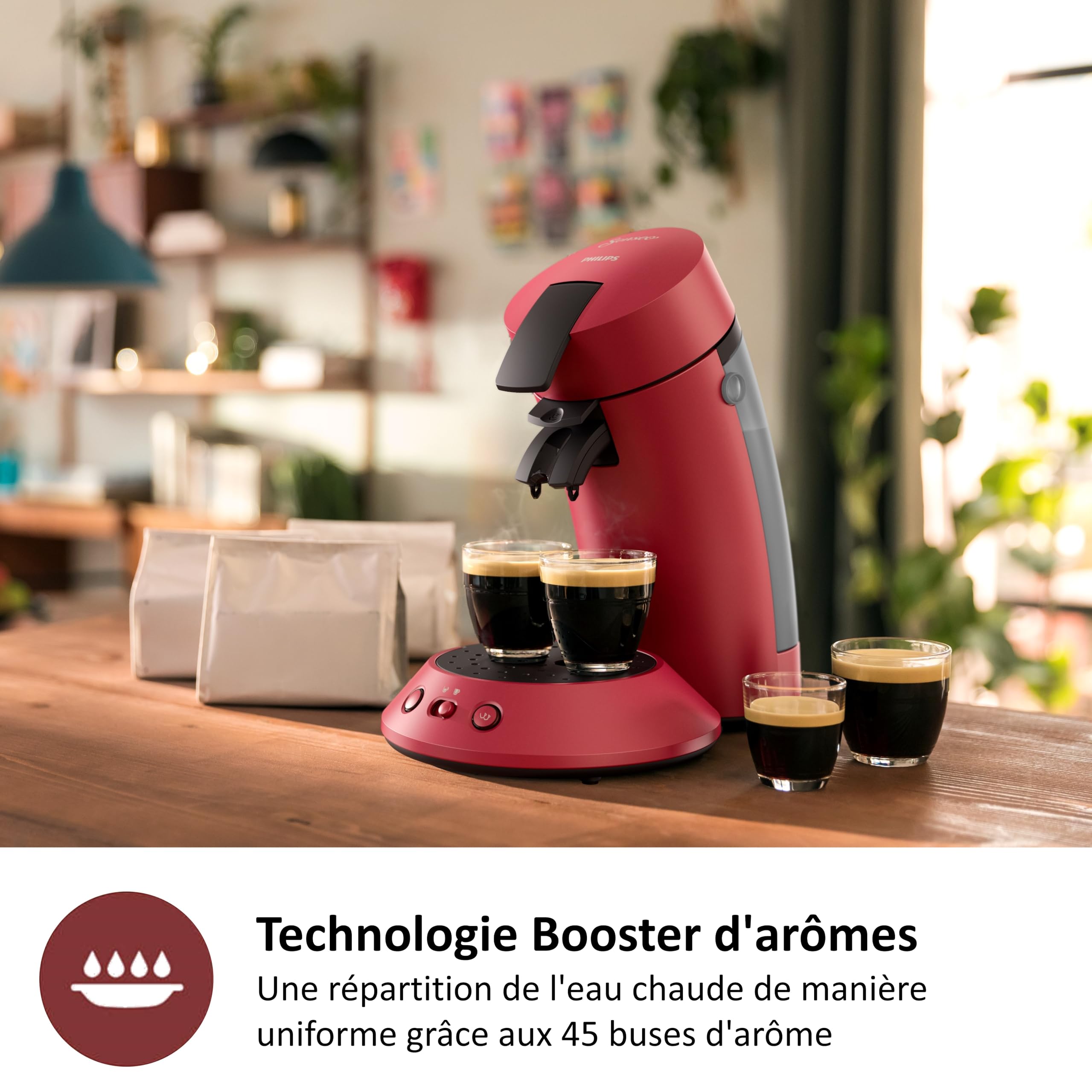 Machine à Café à Dosettes Original Plus CSA210/91 – Rouge, 1 ou 2 Tasses